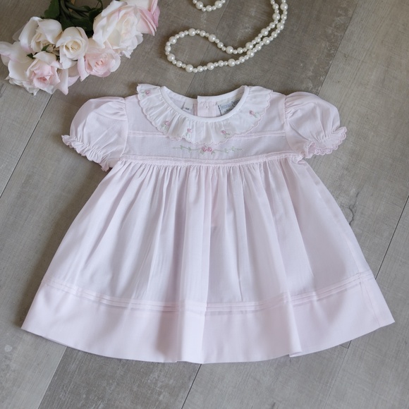 Pink Heirloom Dress Hand Embroidery Feltman Brother/Friedknit